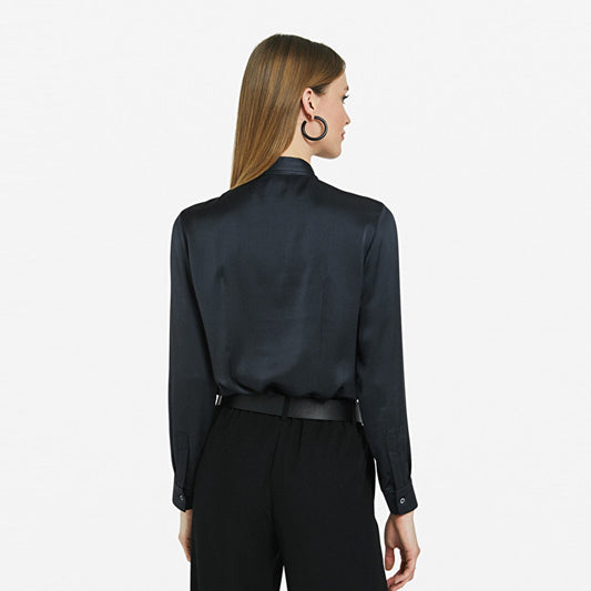 - Viscose Shirt With Appliqués  - Black