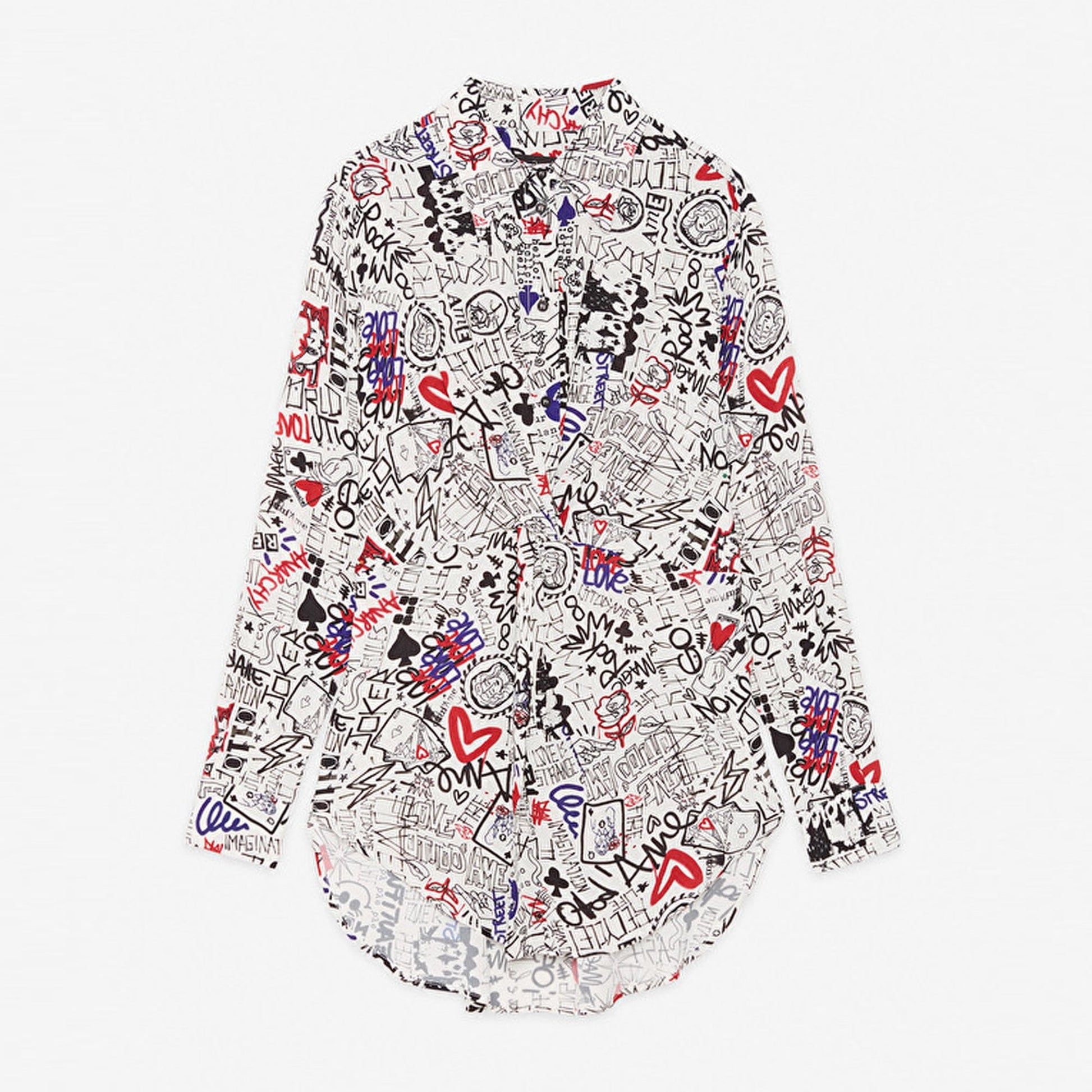 Ottod'Ame Graffiti Print Blouse With Knot - White/Multi