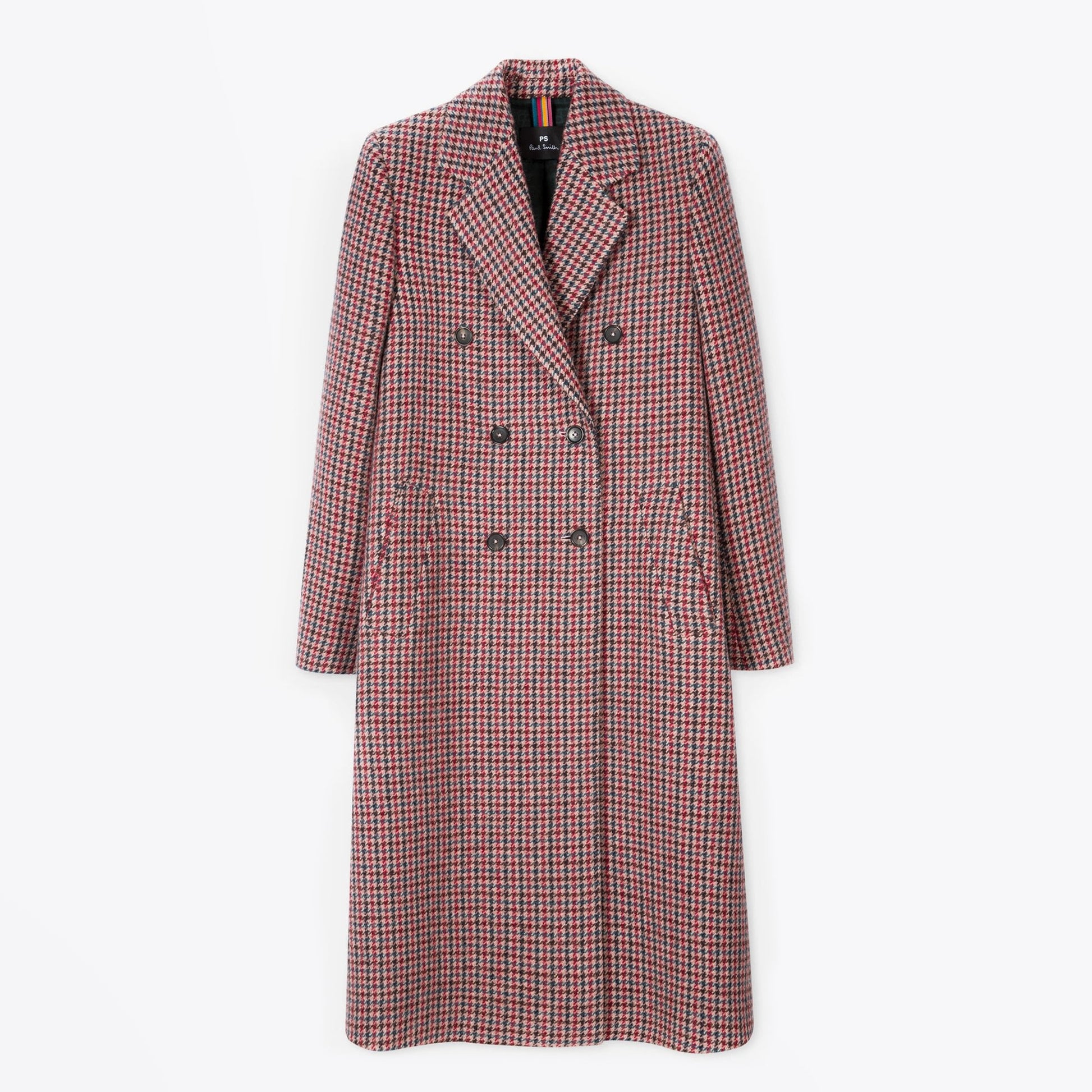 Paul Houndstooth Wool Double-Breasted Coat - Dusky Pink