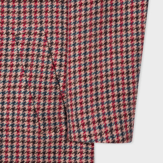 Houndstooth Wool Double-Breasted Coat - Dusky Pink