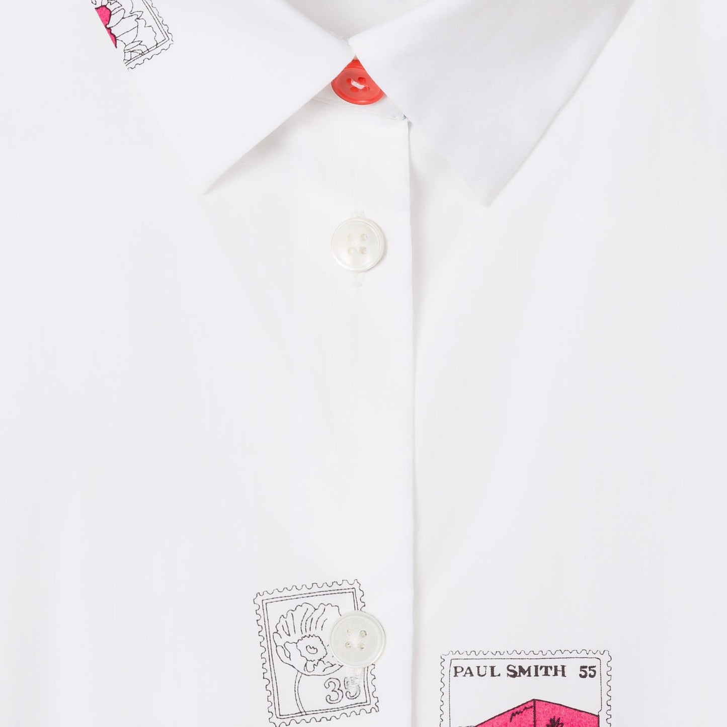 - Slim-Fit 'Stamps' Print Shirt - White