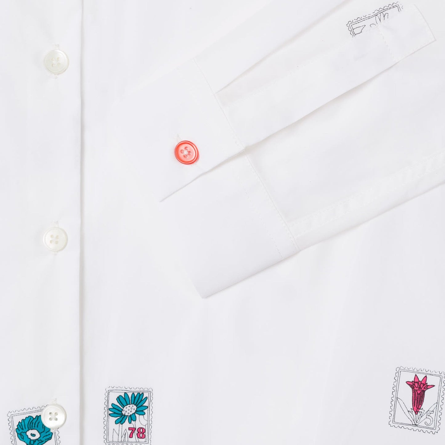 - Slim-Fit 'Stamps' Print Shirt - White