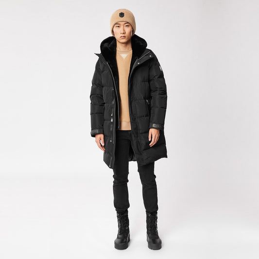- Reynold - Hooded Shearling Coat - Black