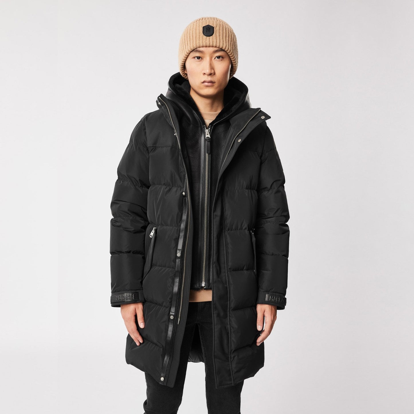 - Reynold - Hooded Shearling Coat - Black