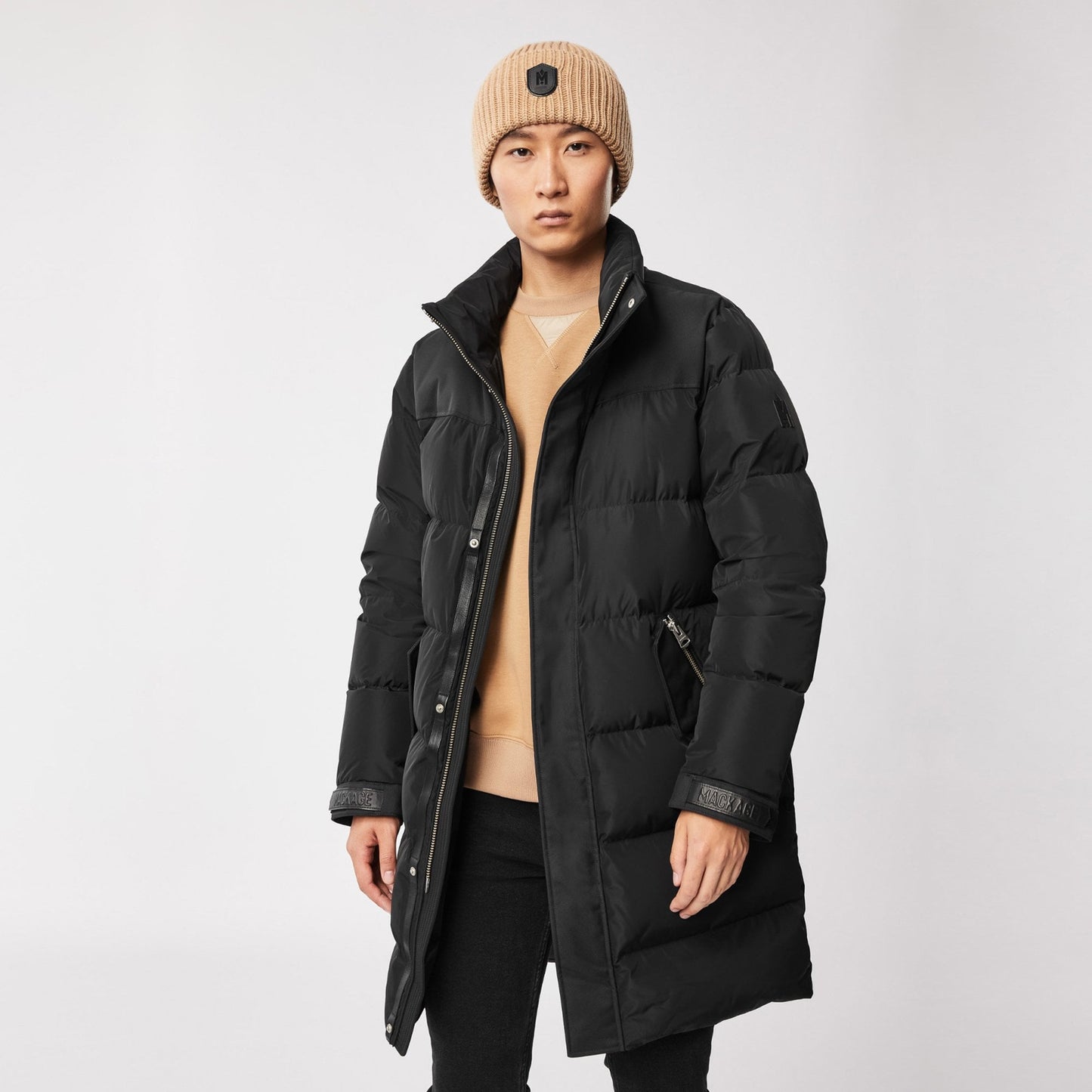 - Reynold - Hooded Shearling Coat - Black