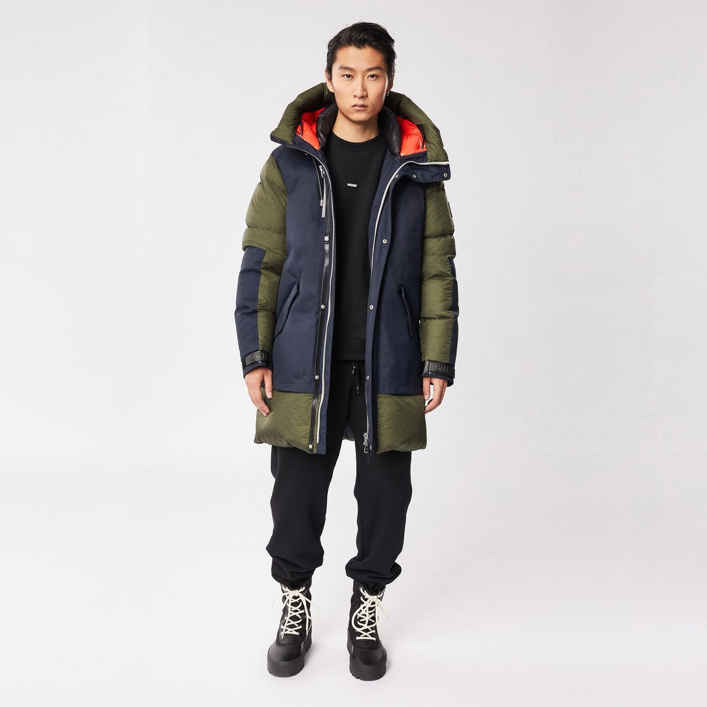 - Simon - Hooded Panelled Coat - Green
