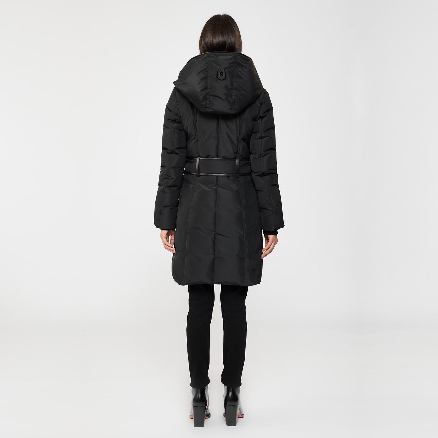 Kay - Hooded Down Coat With Signature Collar - Black