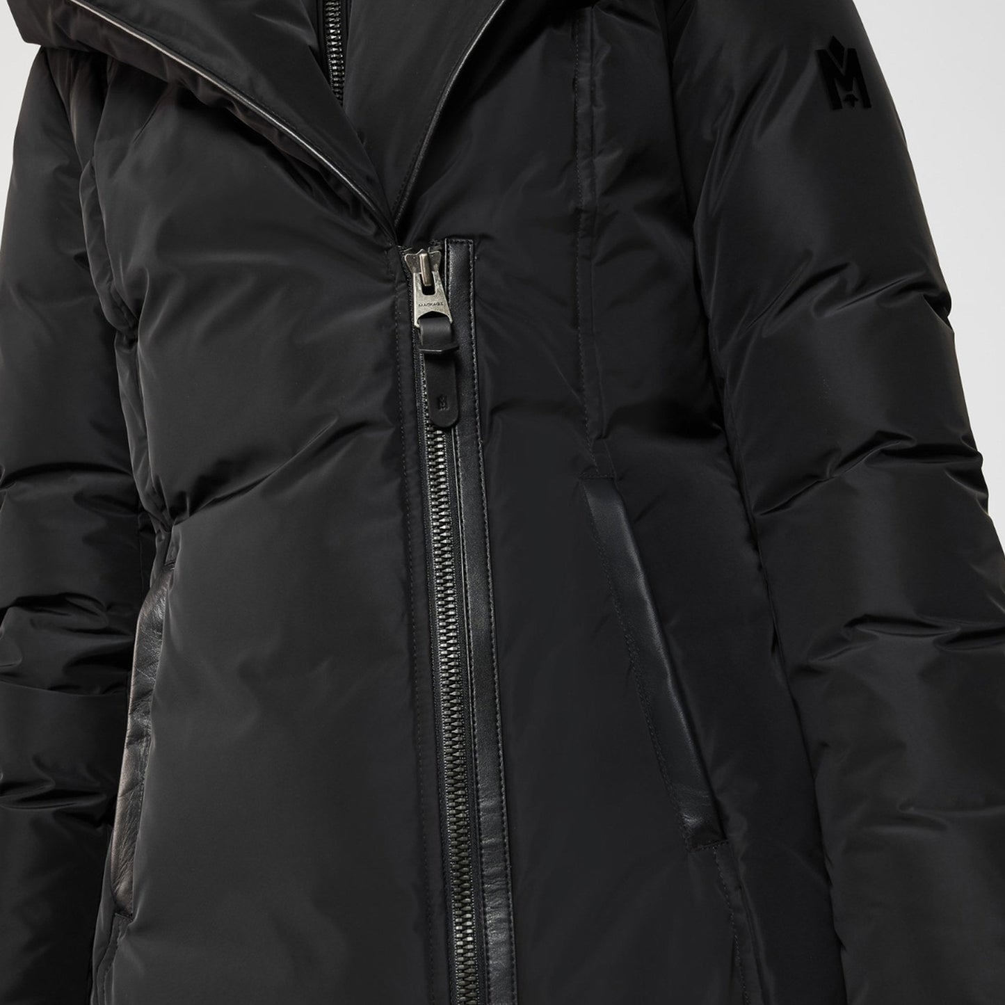 Kay - Hooded Down Coat With Signature Collar - Black