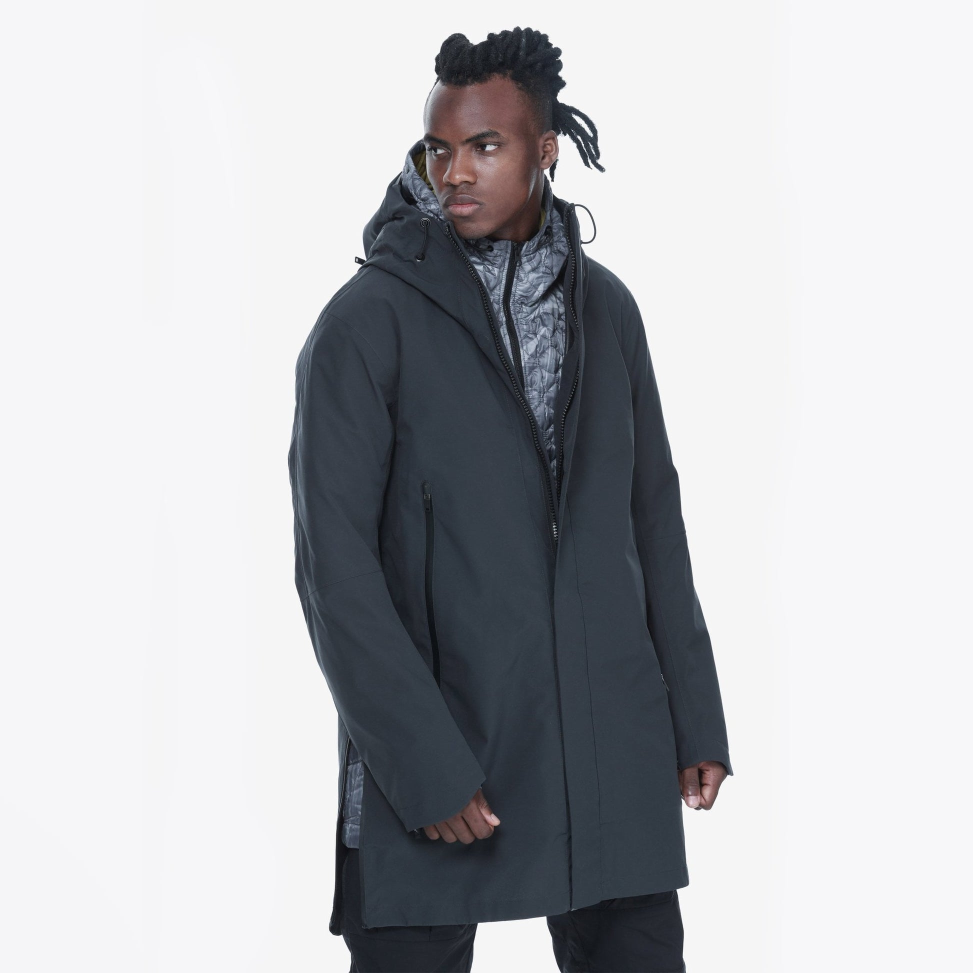 Krakatau Liner Parka Coat - Dark Grey