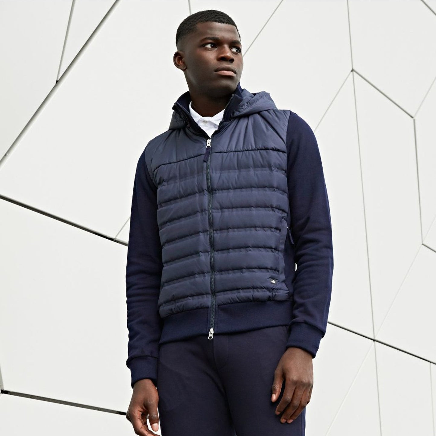 - Smith - Quilted Sweat Jacket - Navy Blue
