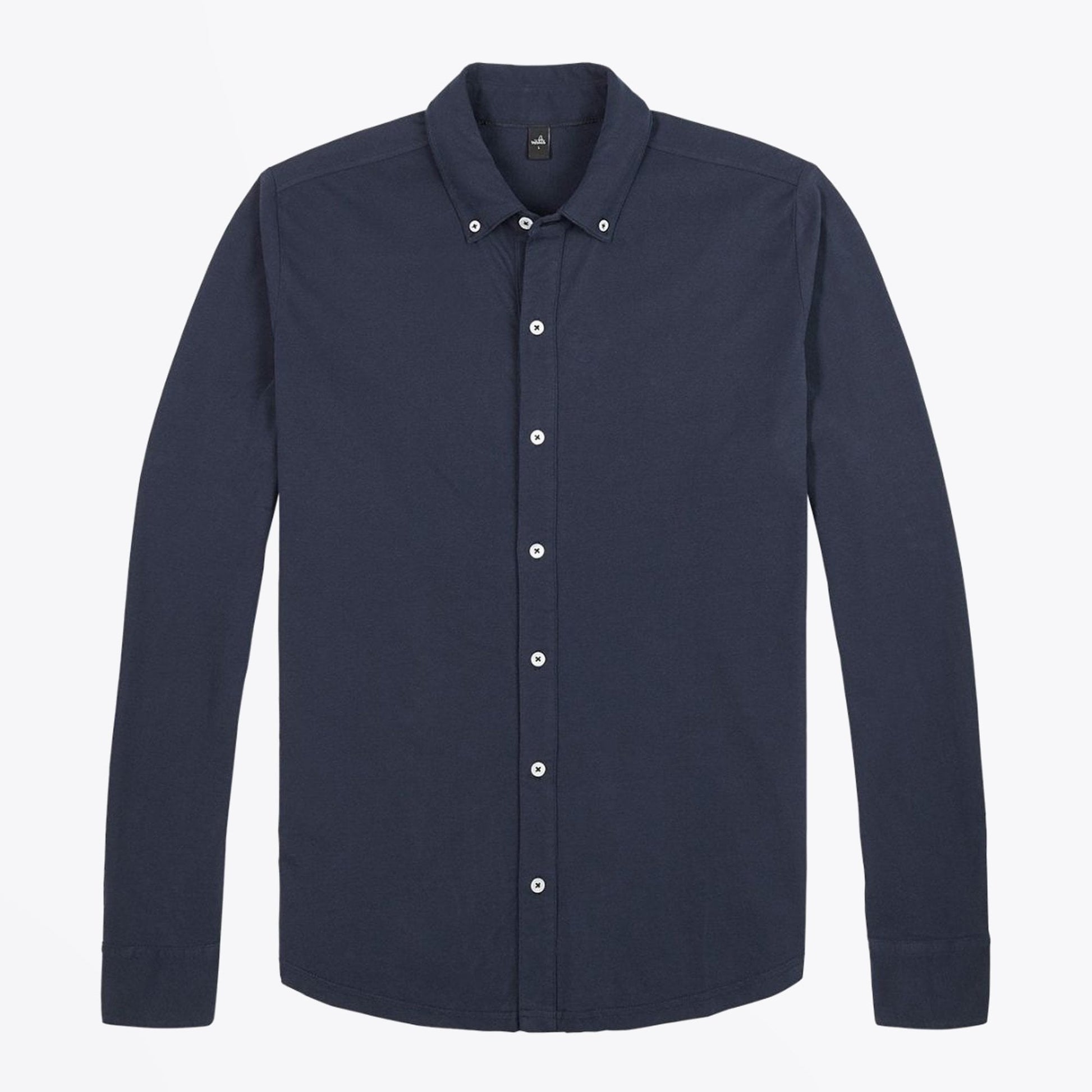 Wahts Fleming - Jersey Cotton Shirt - Navy Blue