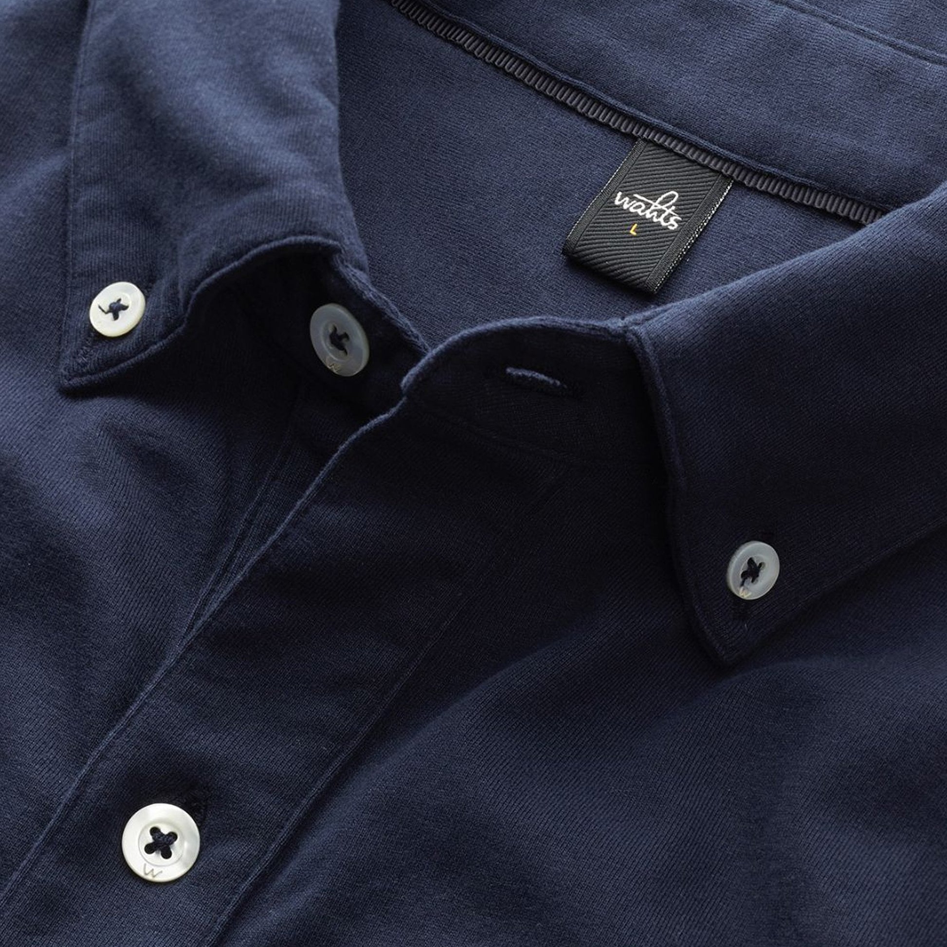 Wahts Fleming - Jersey Cotton Shirt - Navy Blue