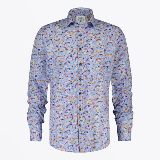 - Art Fishes Print Shirt - Blue/Multi