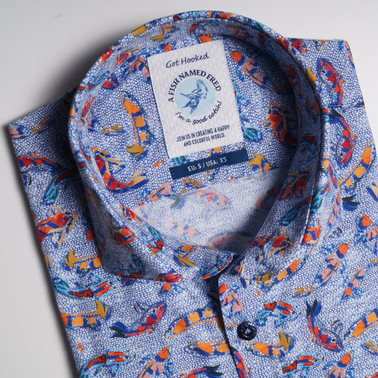 - Art Fishes Print Shirt - Blue/Multi