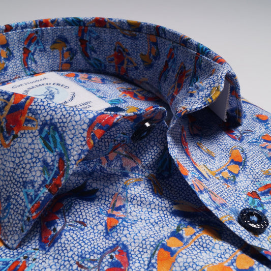 - Art Fishes Print Shirt - Blue/Multi