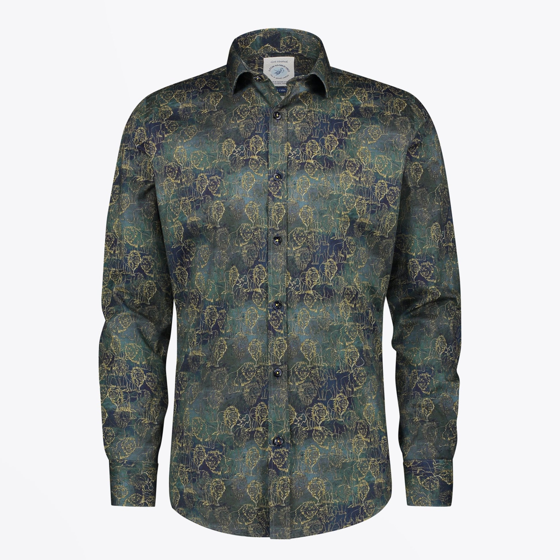 A Lion Print Shirt - Green