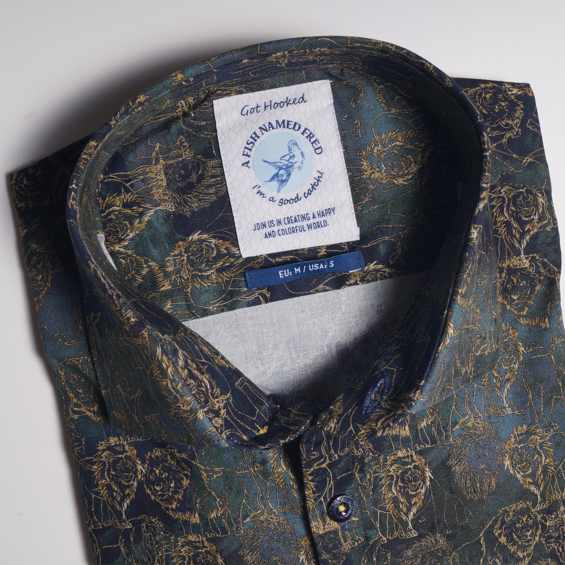 A Lion Print Shirt - Green