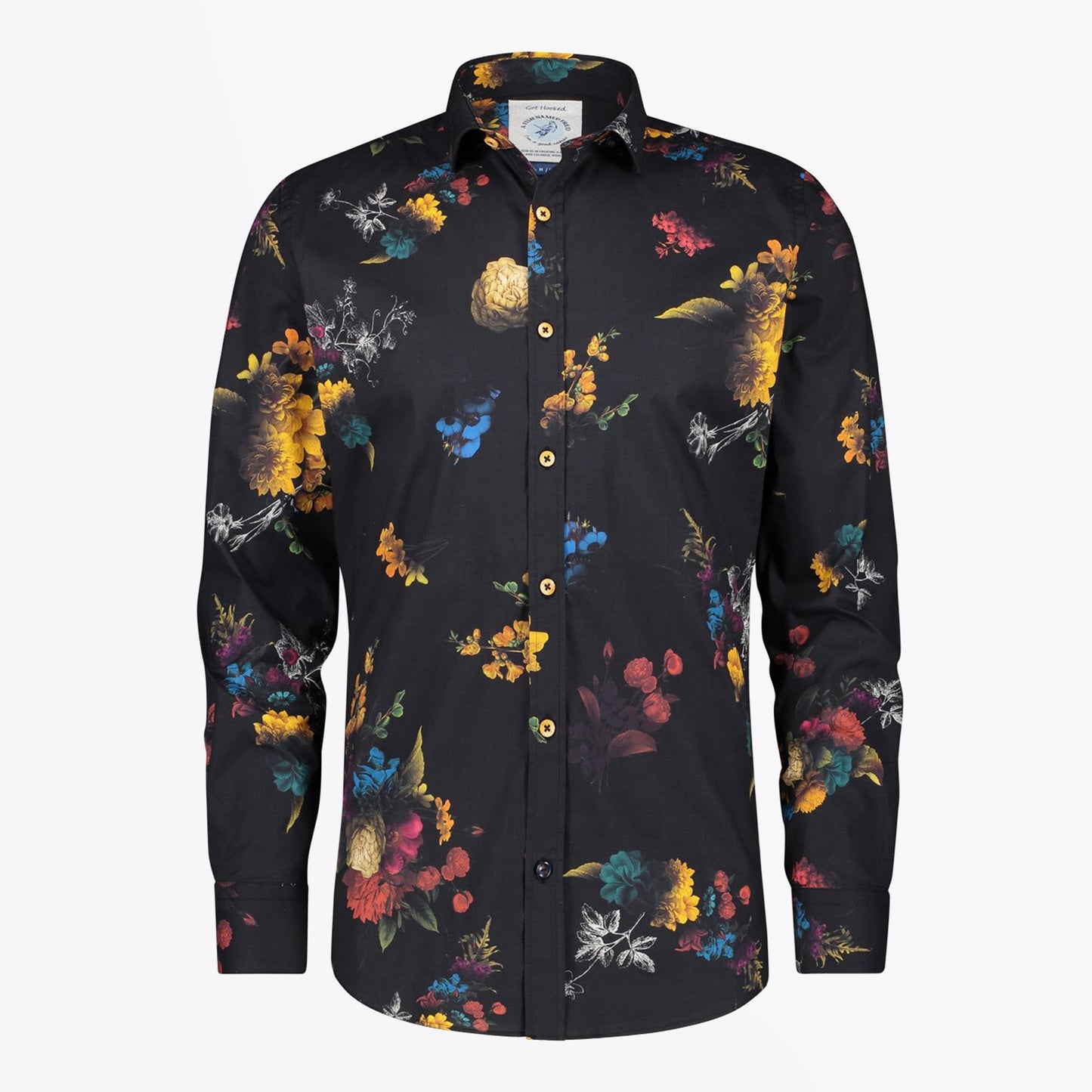 Flower Painting Print Shirt - Black/Multi