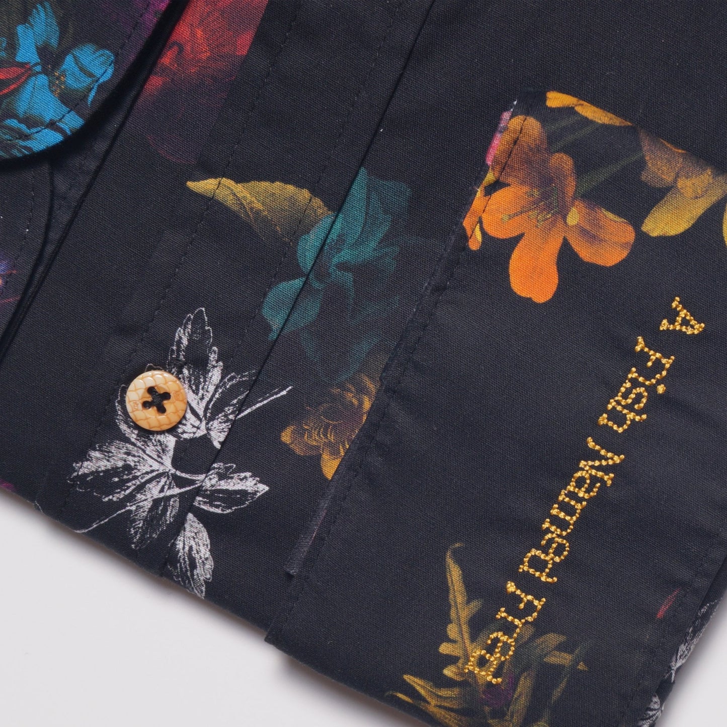 Flower Painting Print Shirt - Black/Multi