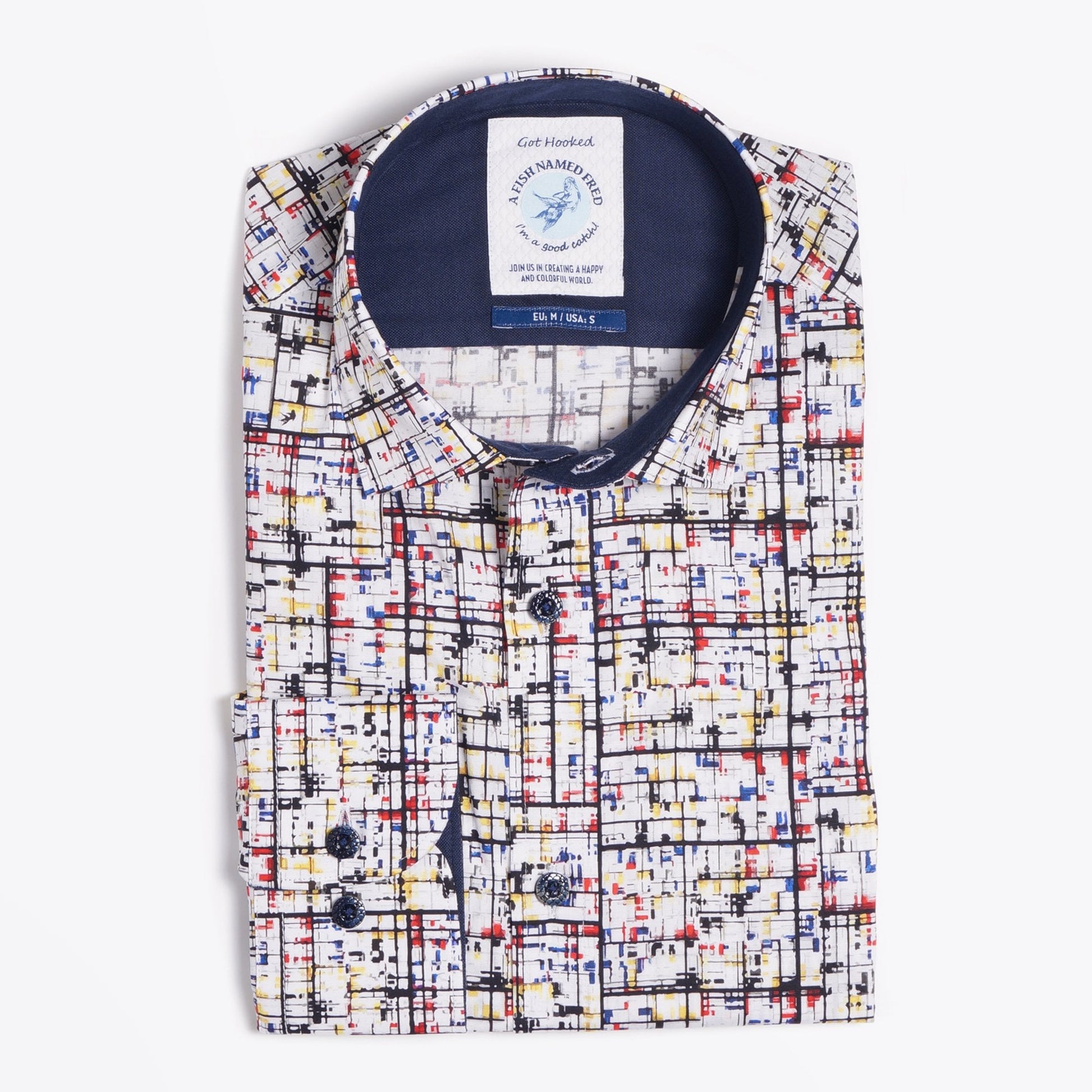 A Mondrian Art Print Shirt - White/Multi