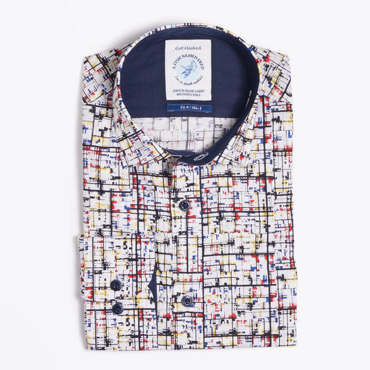 Mondrian Art Print Shirt - White/Multi