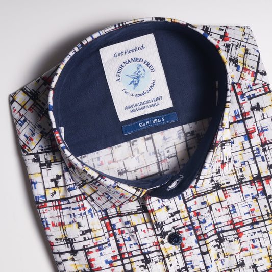 Mondrian Art Print Shirt - White/Multi