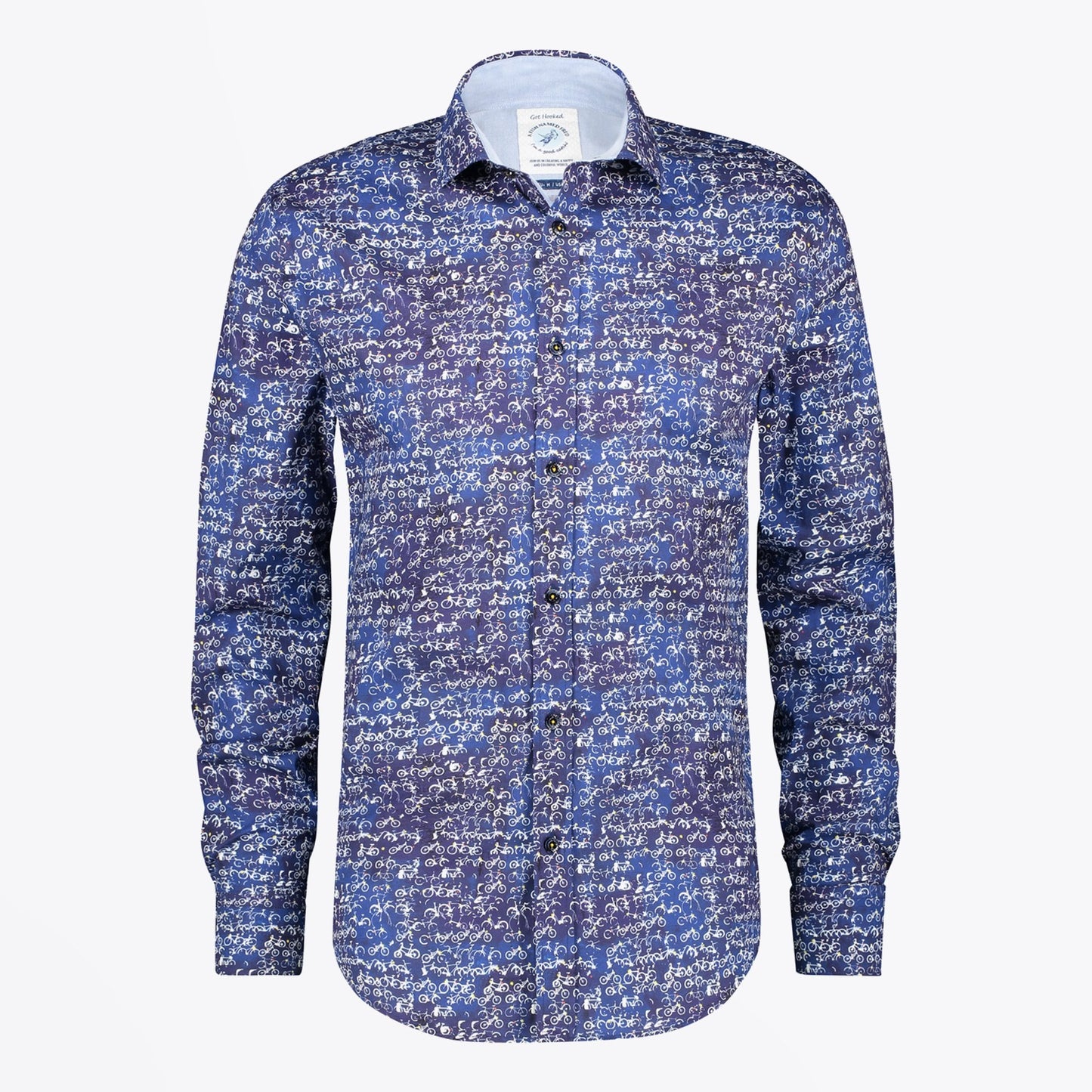 - Bicycle Stamps Print Shirt - Blue