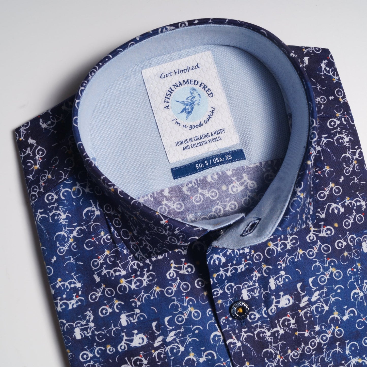 - Bicycle Stamps Print Shirt - Blue