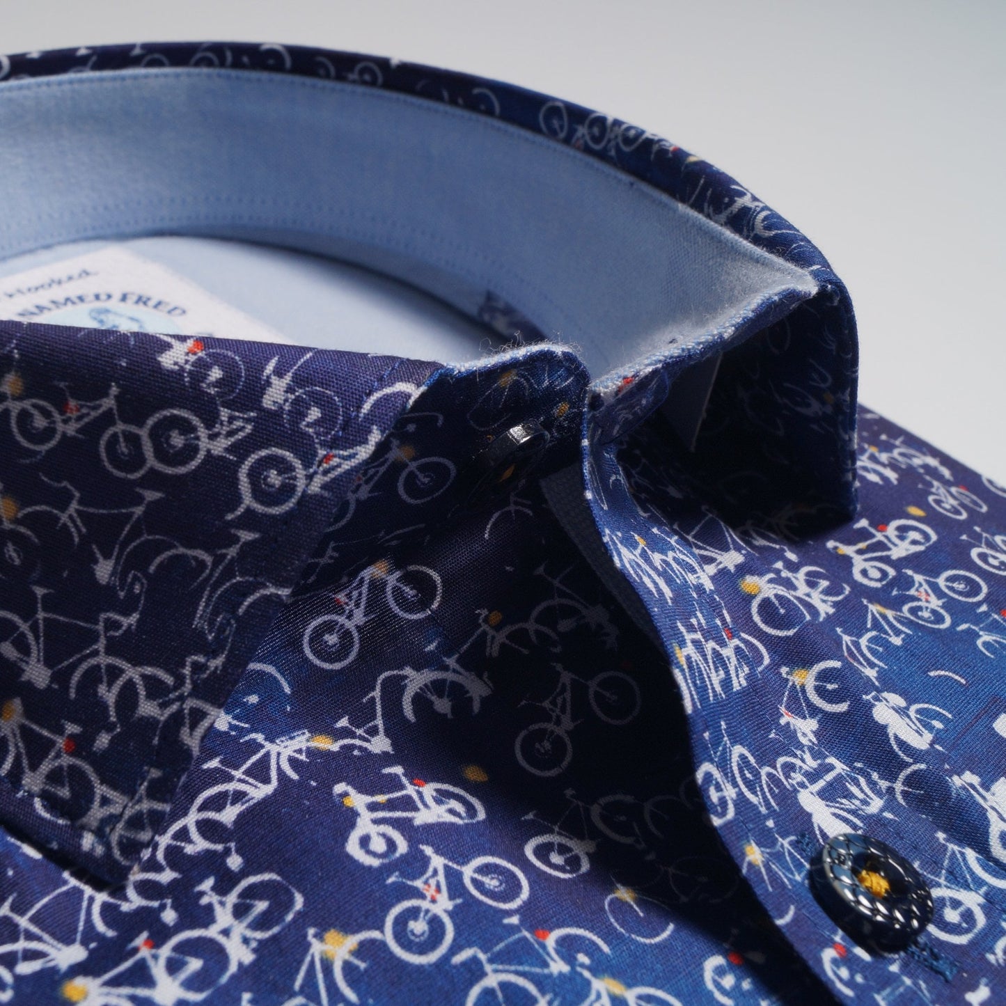 - Bicycle Stamps Print Shirt - Blue