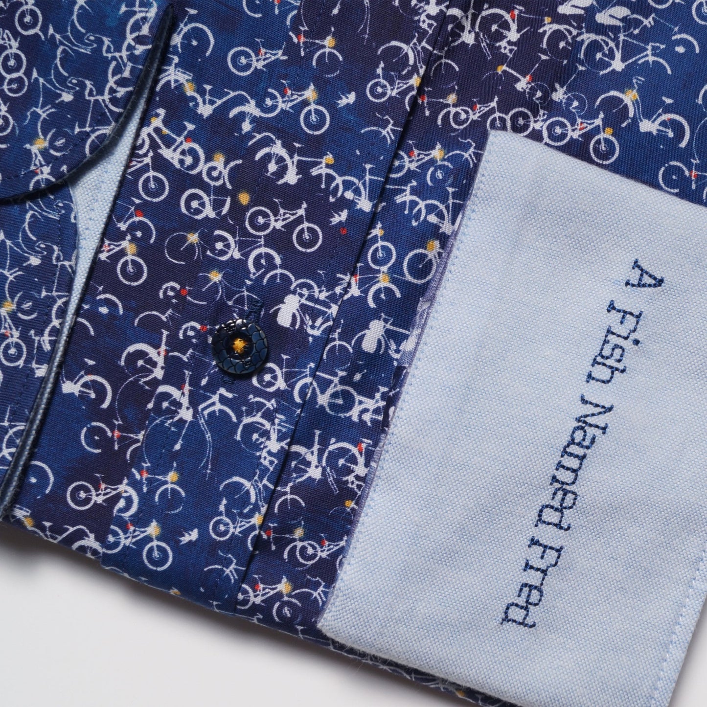 - Bicycle Stamps Print Shirt - Blue