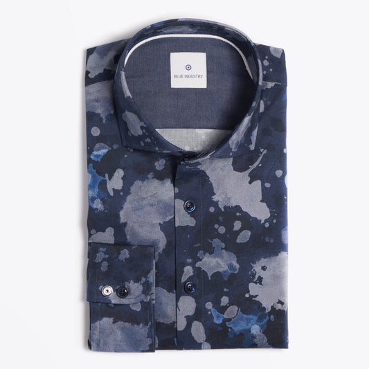 Ink Splash Print Shirt - Navy