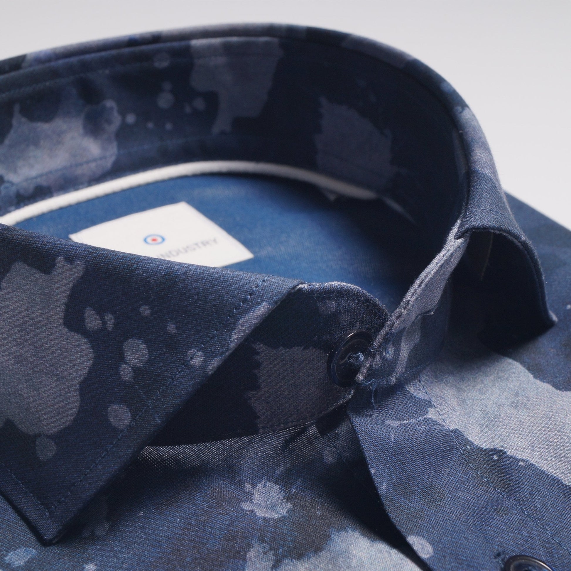 Blue - Ink Splash Print Shirt - Navy