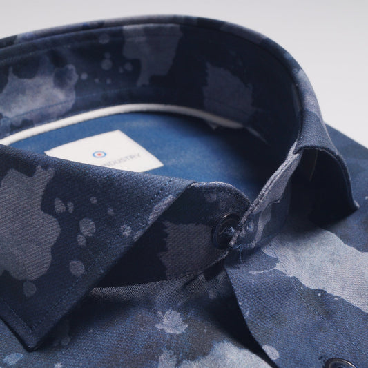 Ink Splash Print Shirt - Navy