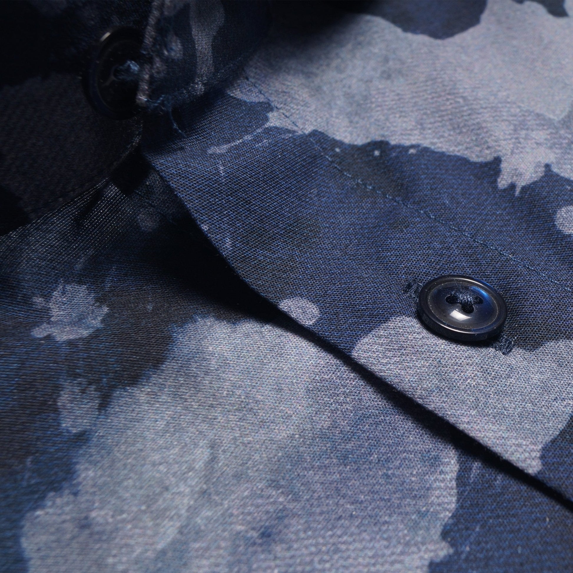 Blue - Ink Splash Print Shirt - Navy