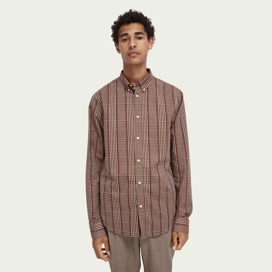 - Cotton-Blend Yarn Detail Shirt - Brown