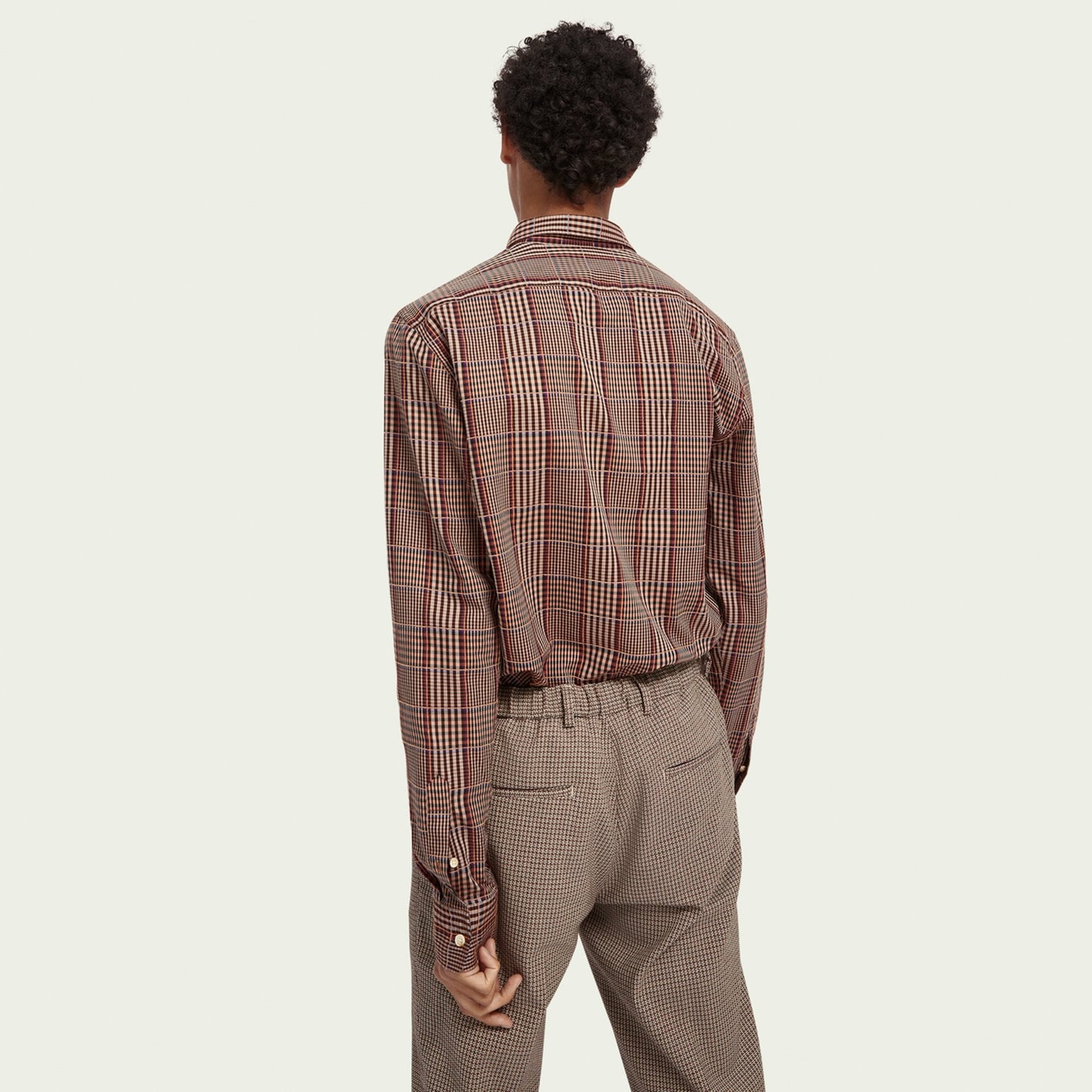 - Cotton-Blend Yarn Detail Shirt - Brown