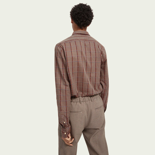 - Cotton-Blend Yarn Detail Shirt - Brown