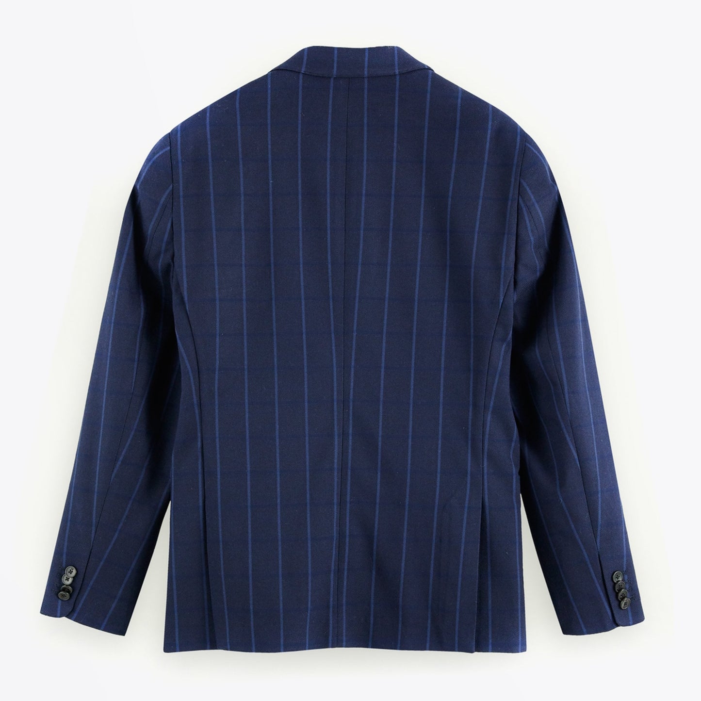 - Single Breasted Checked Blazer - Navy Blue