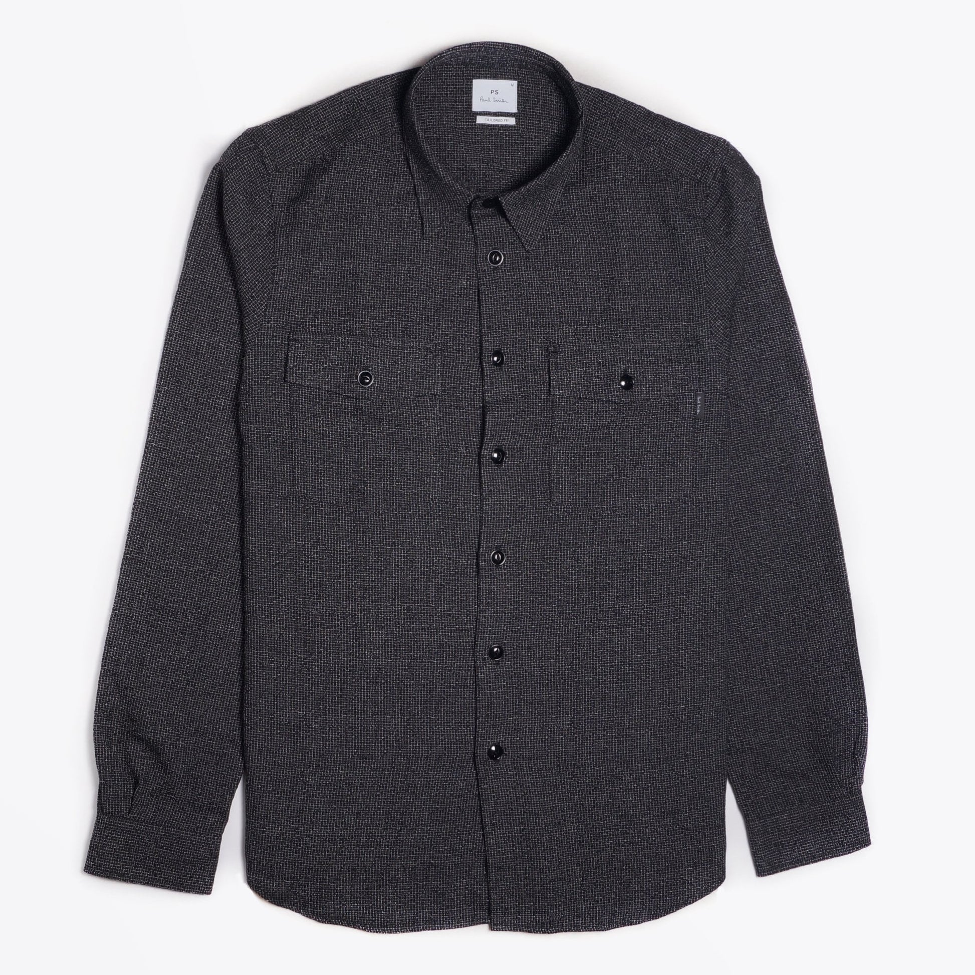 Paul Woven Grid Pattern Shirt - Black