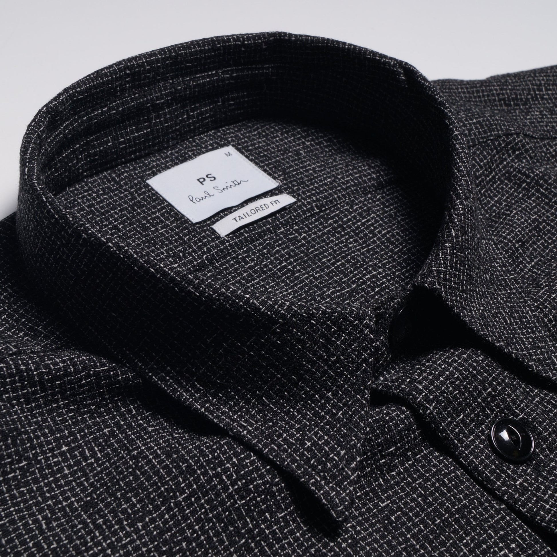 Paul Woven Grid Pattern Shirt - Black