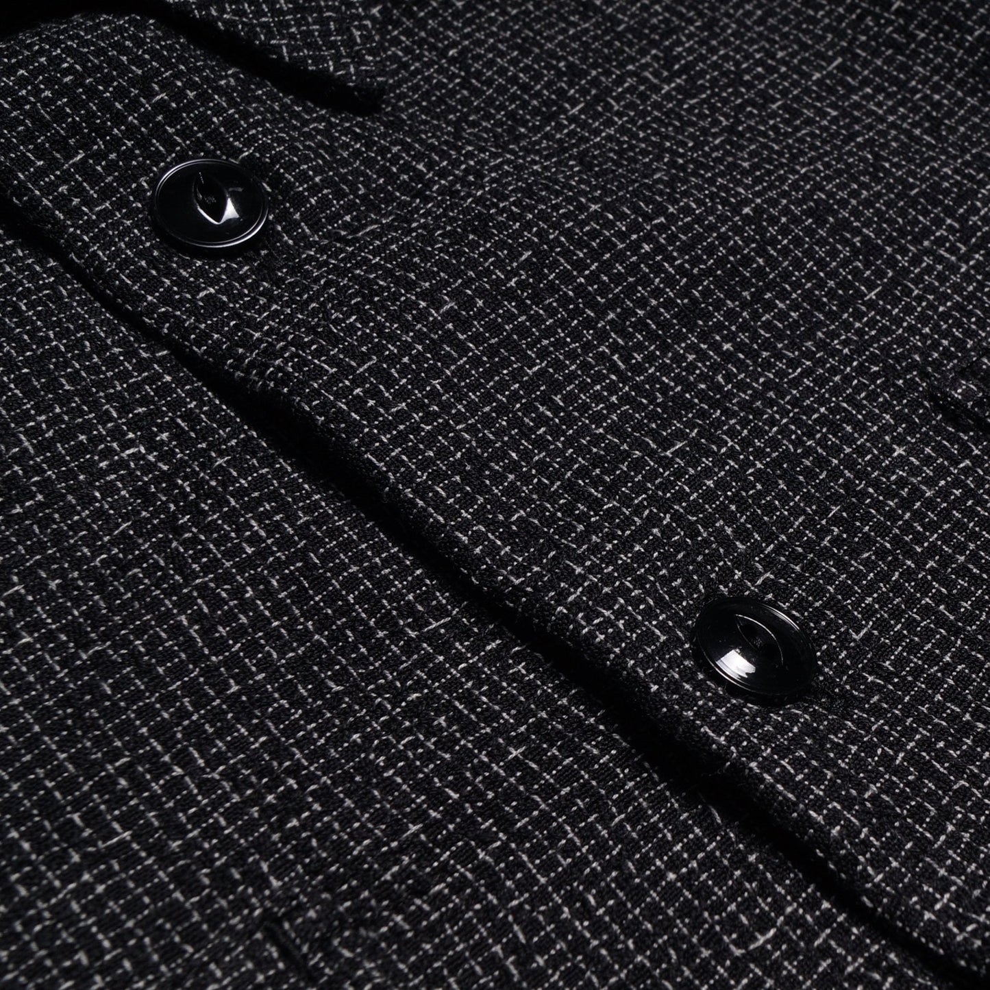 Woven Grid Pattern Shirt - Black