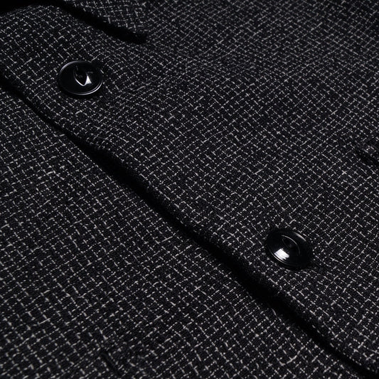 Woven Grid Pattern Shirt - Black
