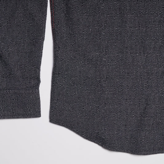 Woven Grid Pattern Shirt - Black
