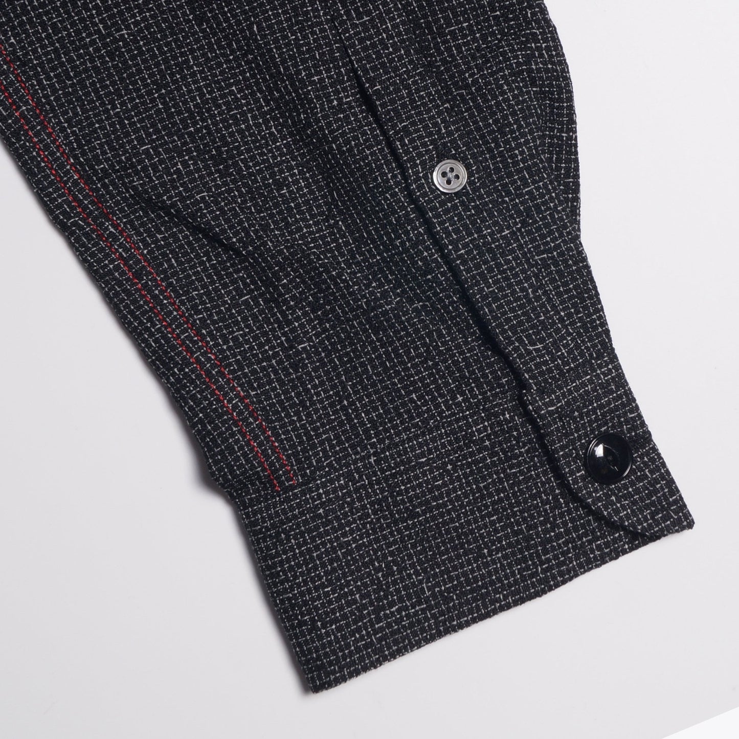 Woven Grid Pattern Shirt - Black