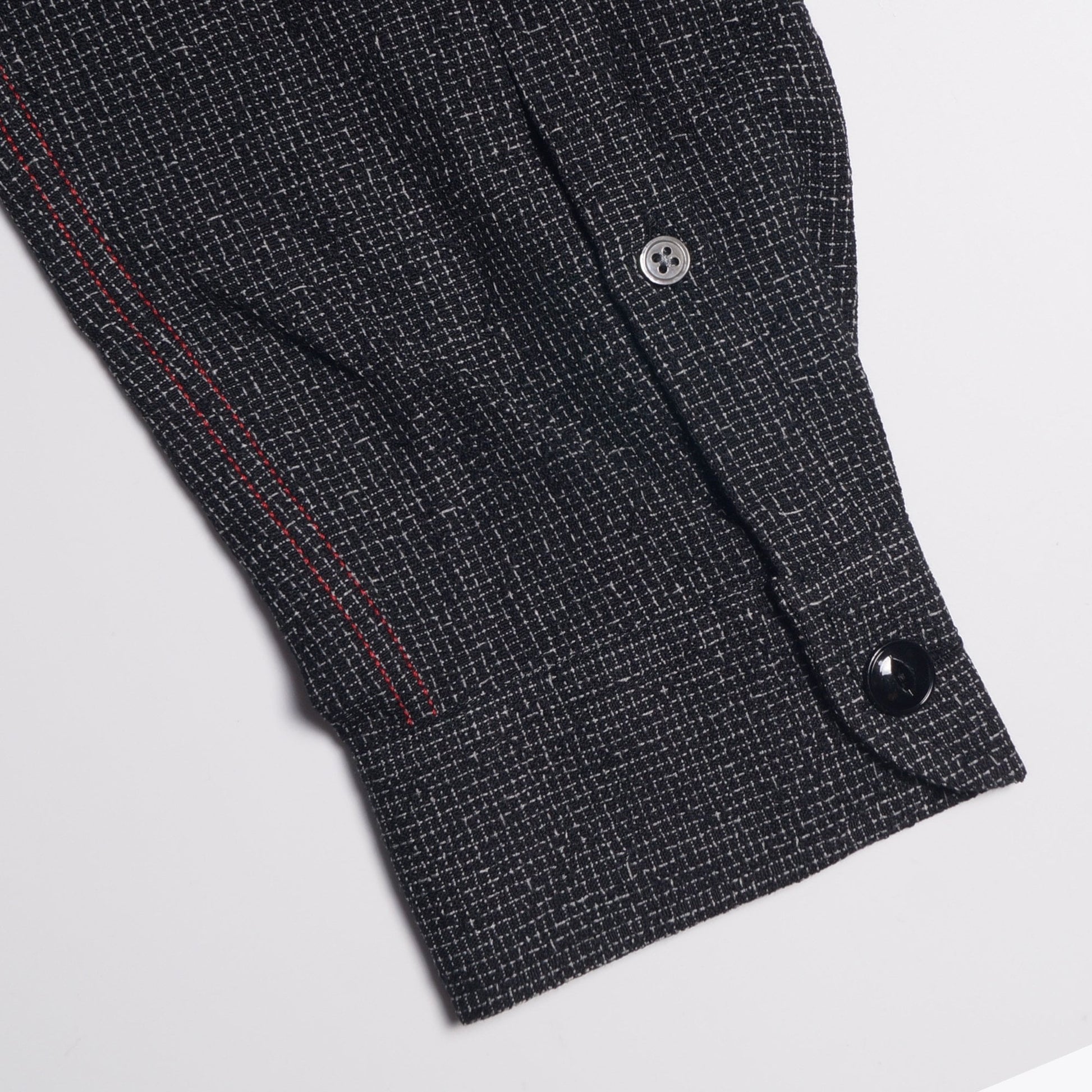 Paul Woven Grid Pattern Shirt - Black