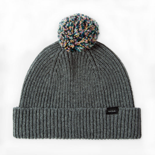 - Wool Bobble Hat - Grey
