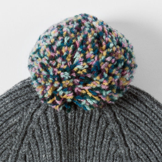 - Wool Bobble Hat - Grey