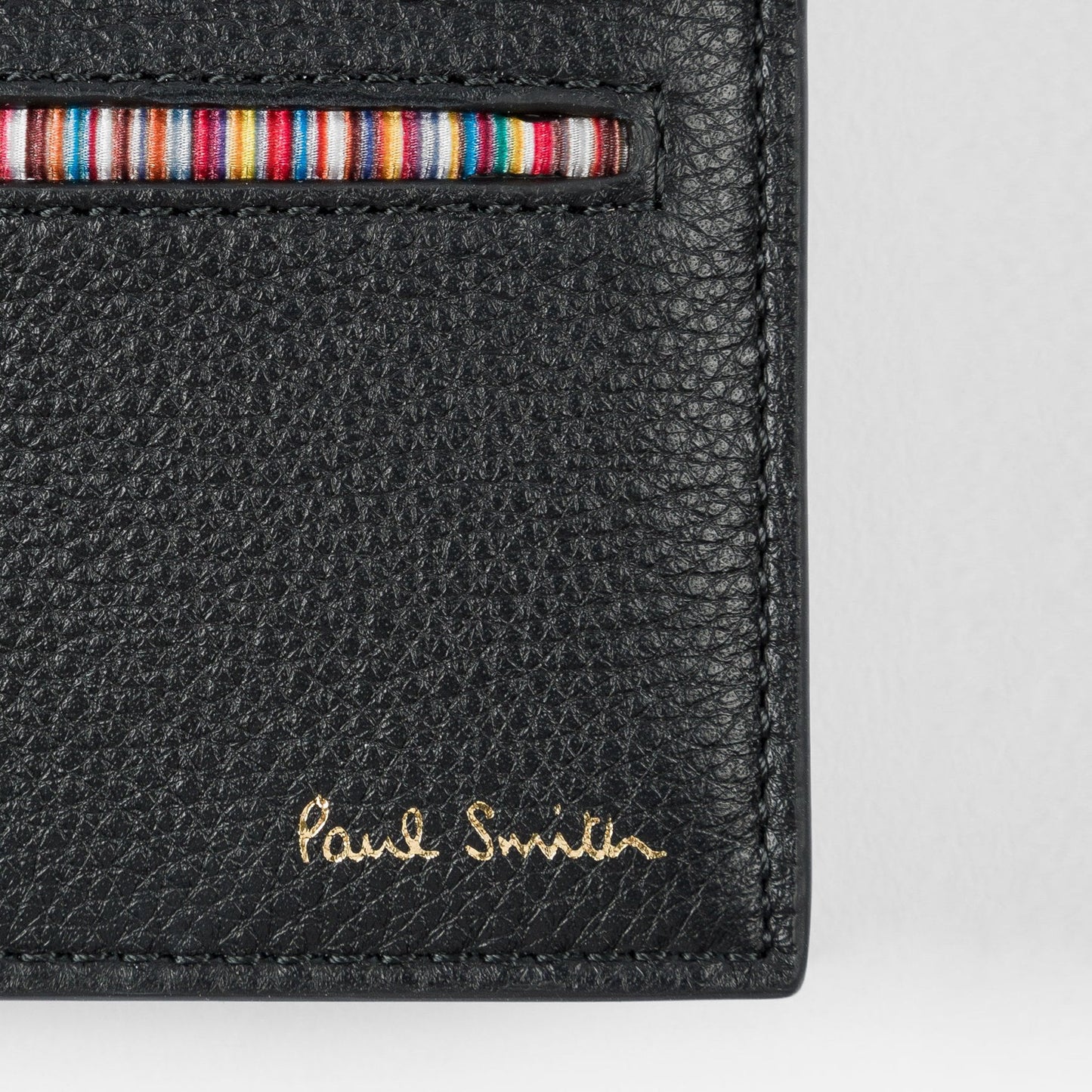 Leather Billfold Wallet With 'Signature Stripe' Insert - Black