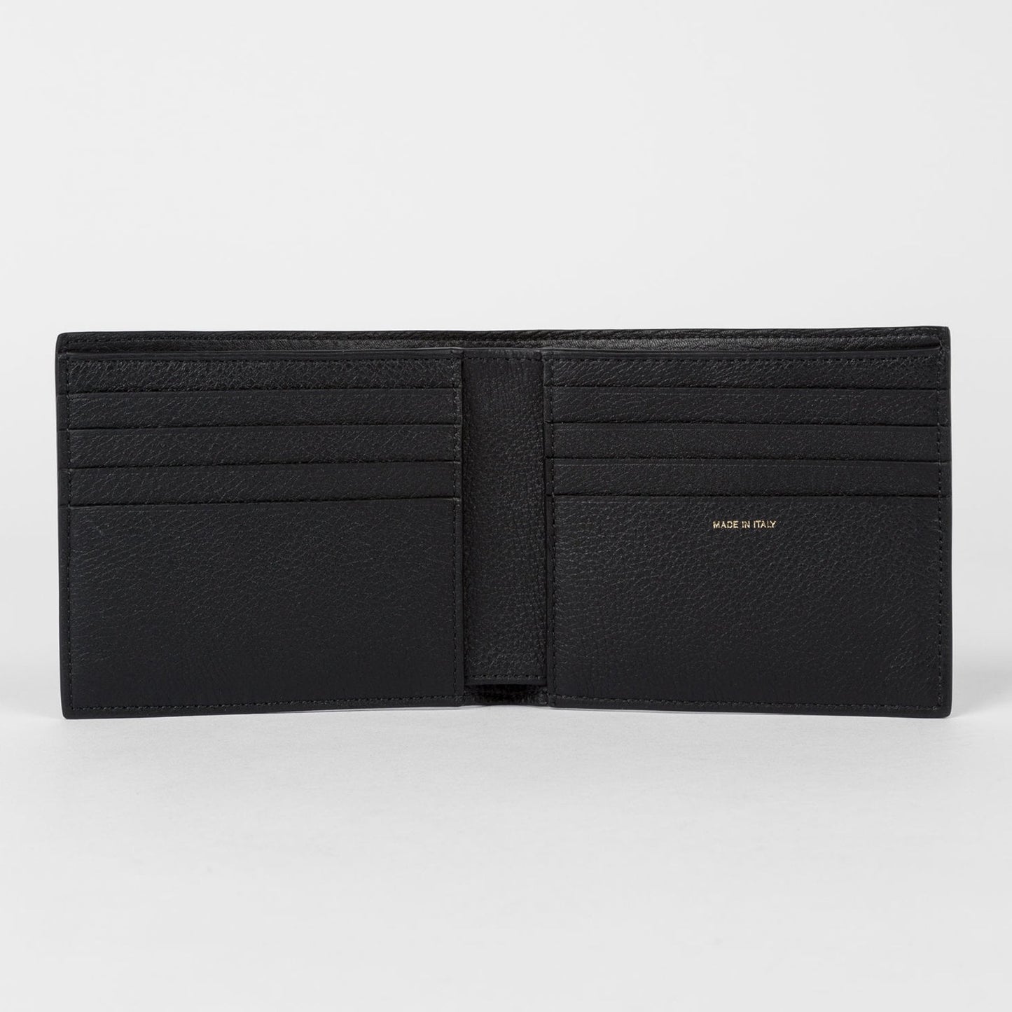 Leather Billfold Wallet With 'Signature Stripe' Insert - Black