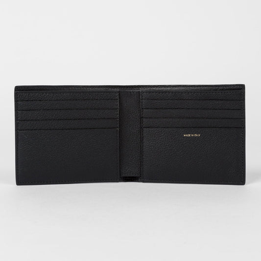 Leather Billfold Wallet With 'Signature Stripe' Insert - Black